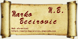 Marko Bećirović vizit kartica